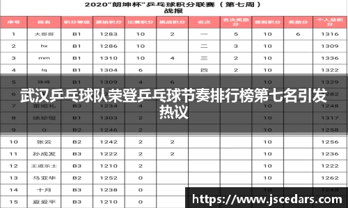 武汉乒乓球队荣登乒乓球节奏排行榜第七名引发热议